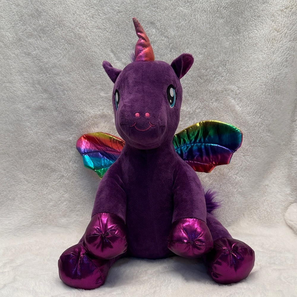 Luna Purple Winged Unicorn Plush 16 Inch, Soft Magical Fantasy Creature